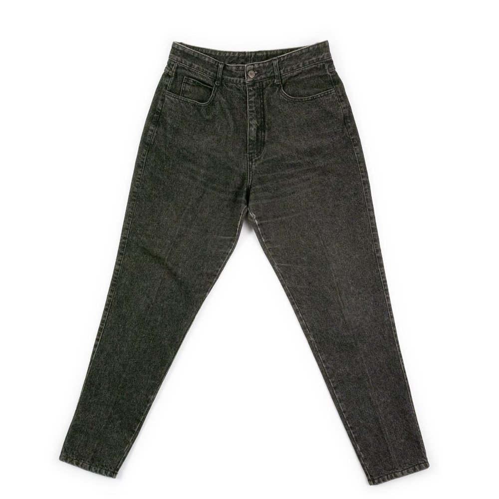 Vintage GOLDEN STAR Jeanswear black high-waisted tapered leg jean size 1…